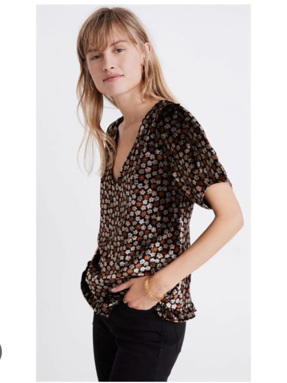 Madewell Velvet Tulip Sleeve Top